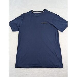 Patagonia Flying Fish T Shirt Men's S Blue Short Sleeve Trident Organic Cotton